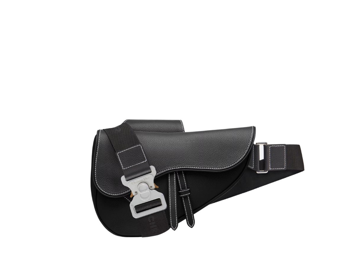 Dior Dior Saddle Bag In Grained Calfskin With Aluminum Buckle Black