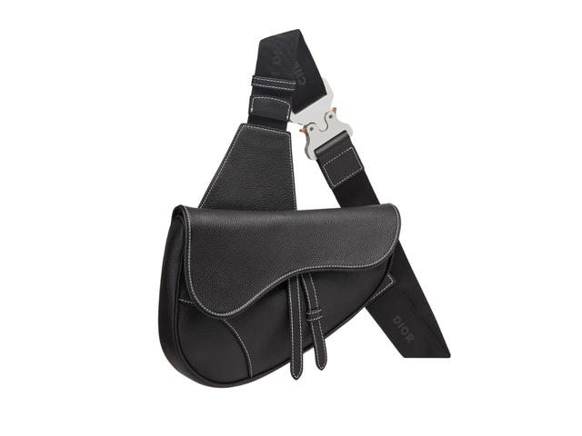 Dior Dior Saddle Bag In Grained Calfskin With Aluminum Buckle Black - view 3