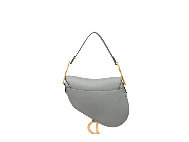 Dior Dior Saddle Bag With Strap Gray Grained Calfskin - view 2