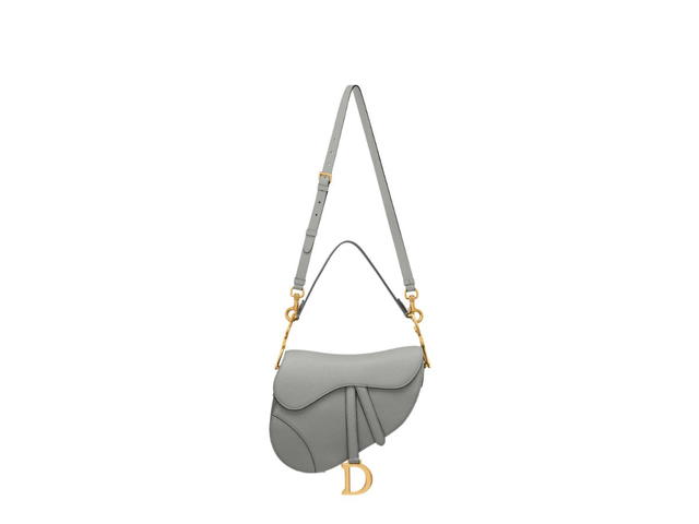 Dior Dior Saddle Bag With Strap Gray Grained Calfskin - view 3