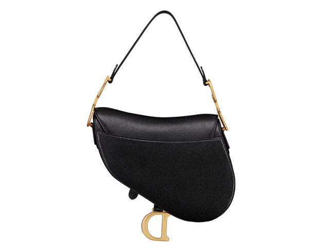Dior Dior Saddle Bag With Strap In Black Goatskin With Magnetic D Stirrup Closure - view 2