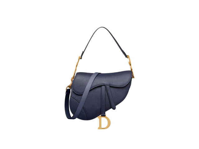 Dior Dior Saddle Bag With Strap In Indigo Blue Grained Calfskin - view 1