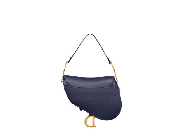 Dior Dior Saddle Bag With Strap In Indigo Blue Grained Calfskin - view 3