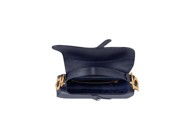 Dior Dior Saddle Bag With Strap In Indigo Blue Grained Calfskin - view 4