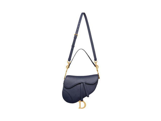 Dior Dior Saddle Bag With Strap In Indigo Blue Grained Calfskin - view 5