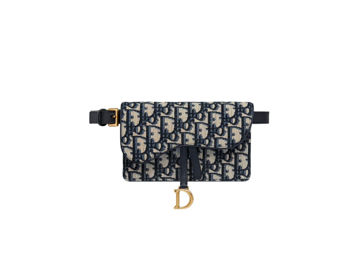 Dior Dior Saddle Belt Pouch In Blue Dior Oblique Jacquard