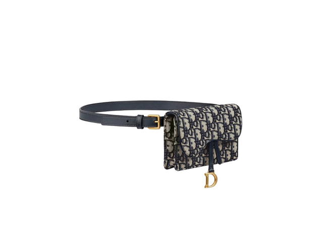 Dior Dior Saddle Belt Pouch In Blue Dior Oblique Jacquard - view 2