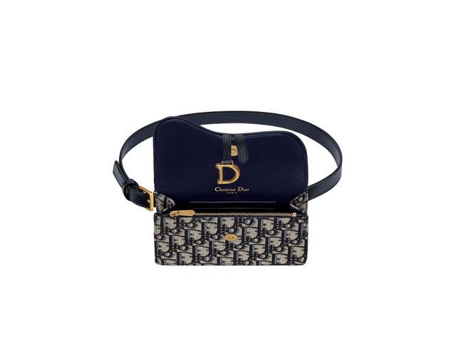 Dior Dior Saddle Belt Pouch In Blue Dior Oblique Jacquard - view 3