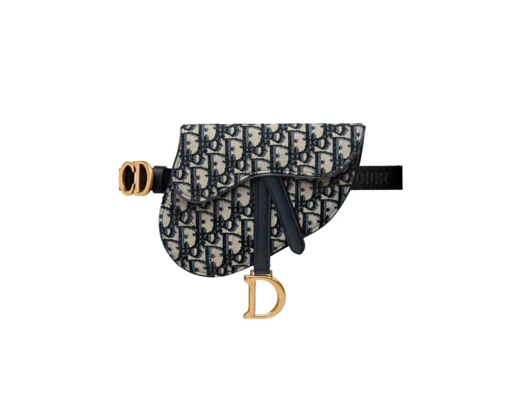 Dior Dior Saddle Belt Pouch In Blue Dior Oblique Jacquard