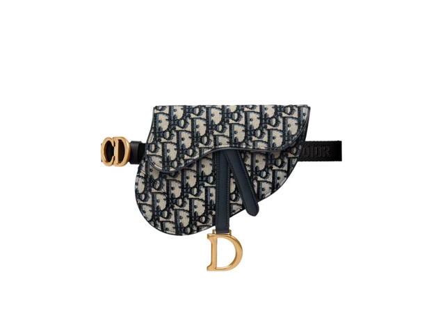 Dior Dior Saddle Belt Pouch In Blue Dior Oblique Jacquard - view 1
