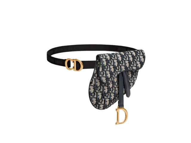 Dior Dior Saddle Belt Pouch In Blue Dior Oblique Jacquard - view 2