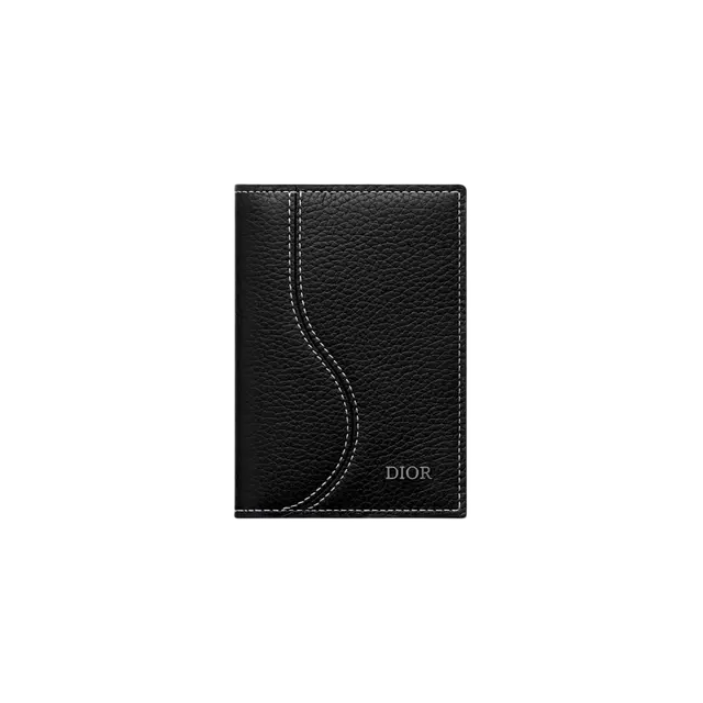 Dior Dior Saddle Bi Fold Card Holder Black Grained Calfskin Leather Marquetry - view 1