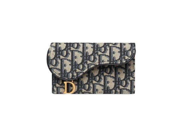 Dior Dior Saddle Cosmos Zipped Card Holder In Blue Dior Oblique Jacquard - view 1