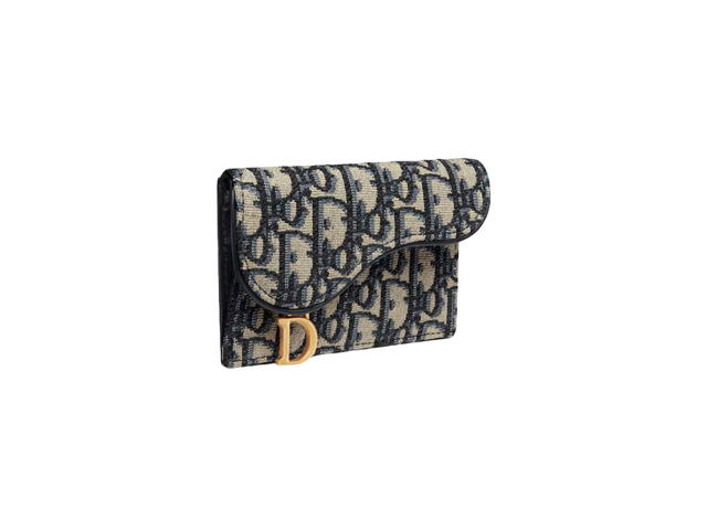 Dior Dior Saddle Cosmos Zipped Card Holder In Blue Dior Oblique Jacquard - view 2
