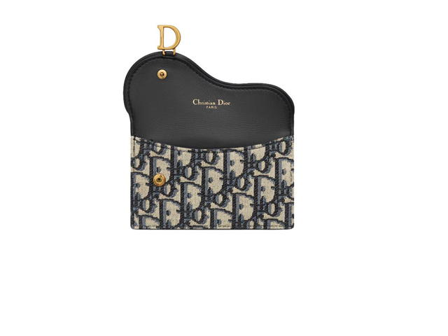 Dior Dior Saddle Cosmos Zipped Card Holder In Blue Dior Oblique Jacquard - view 3