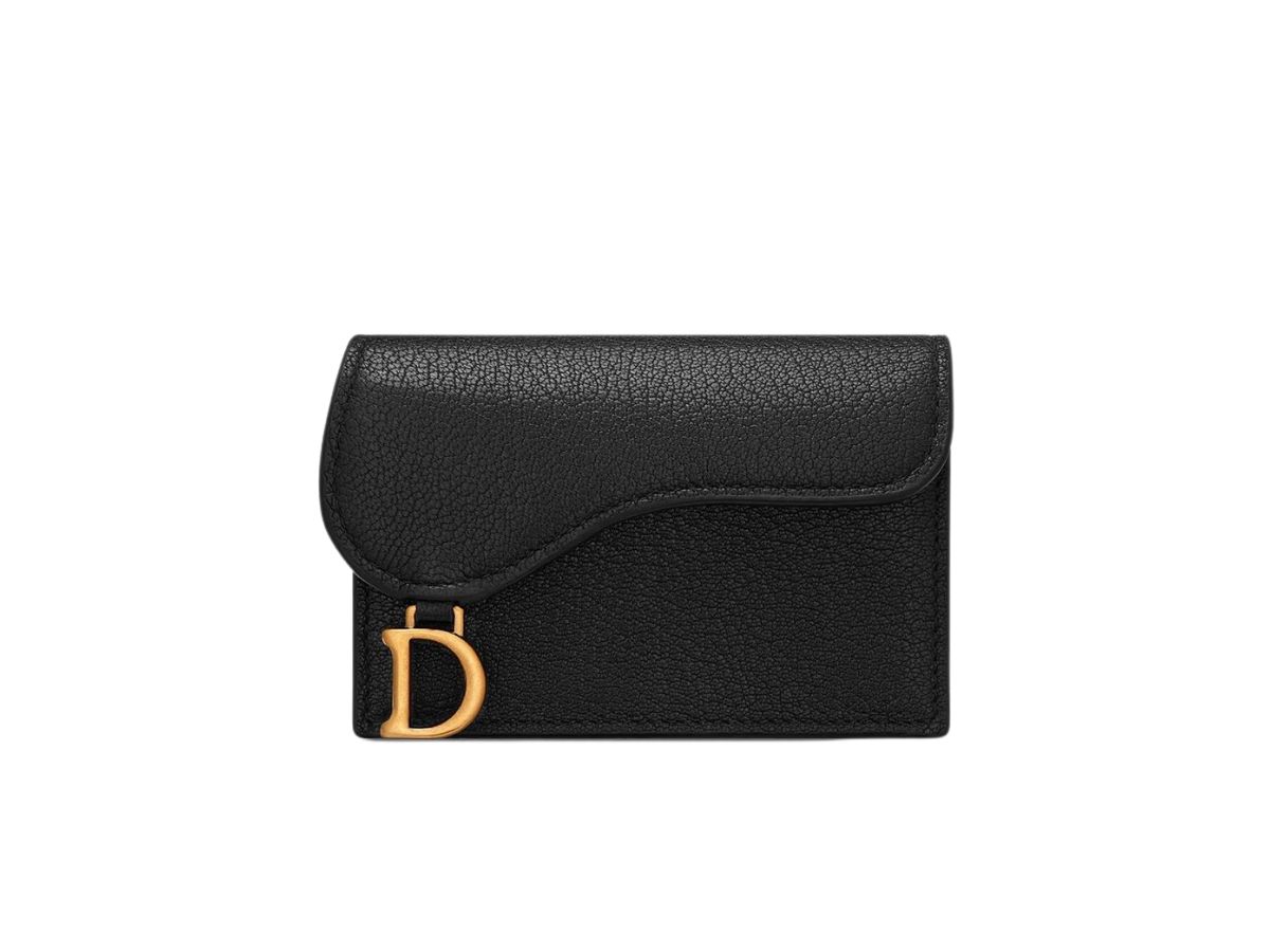 Dior Dior Saddle Flap Card Holder Black Goatskin