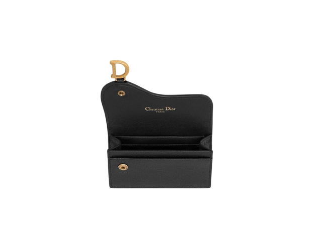 Dior Dior Saddle Flap Card Holder Black Goatskin - view 3