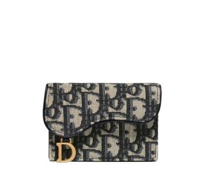 Buy Dior Saddle Flap Card Holder In Blue Dior Oblique Jacquard at Sasom – Authentic and Ready to Ship