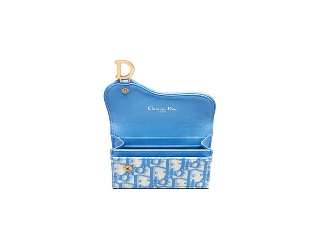 Dior Dior Saddle Flap Card Holder In Cornflower Blue Dior Oblique Jacquard - view 2