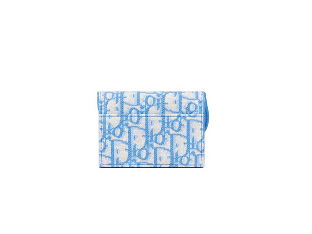 Dior Dior Saddle Flap Card Holder In Cornflower Blue Dior Oblique Jacquard - view 3