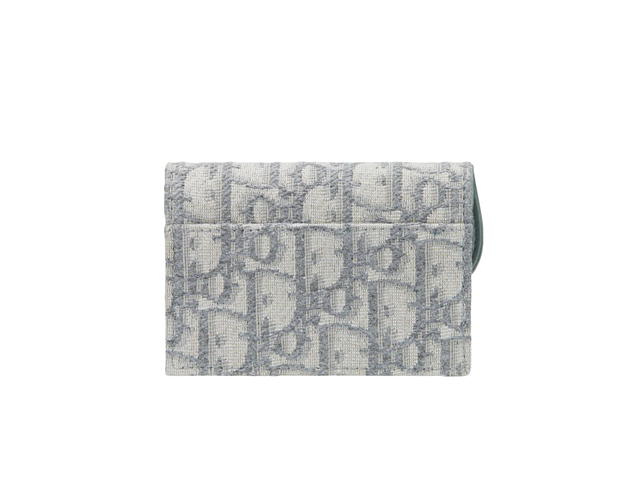 Dior Dior Saddle Flap Card Holder In Gray Dior Oblique Jacquard With Gold-Finish Metal - view 2
