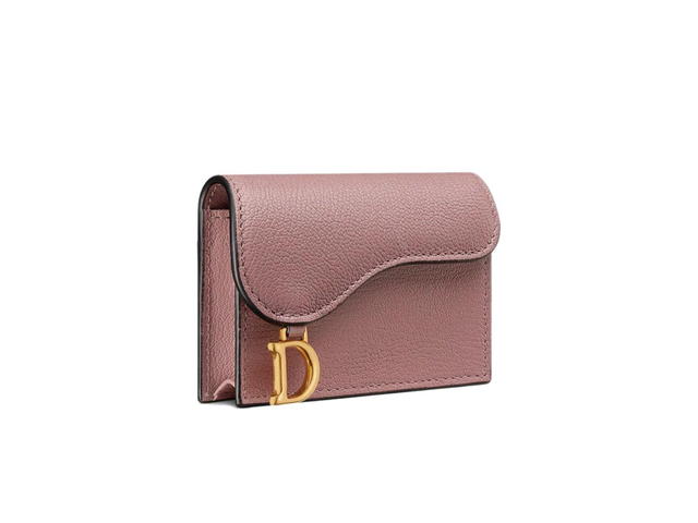 Dior Dior Saddle Flap Card Holder Peony Pink Goatskin - view 2