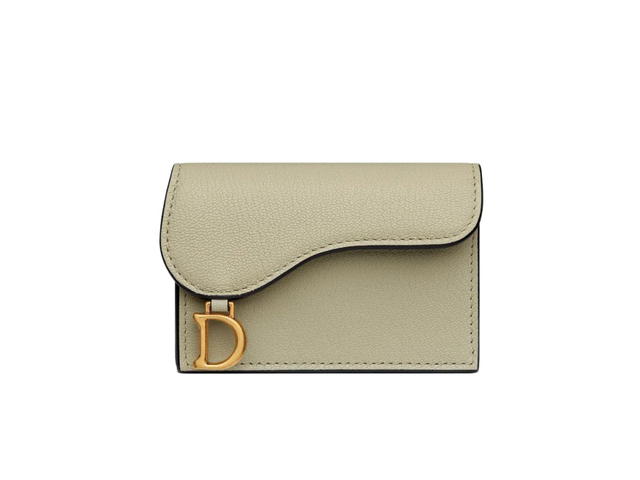 Dior Dior Saddle Flap Card Holder Sage Green Goatskin - view 1