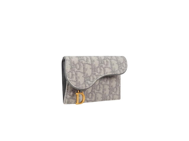 Dior Dior Saddle Flap Compact Zipped Card Holder Grey Dior Oblique Jacquard - view 2