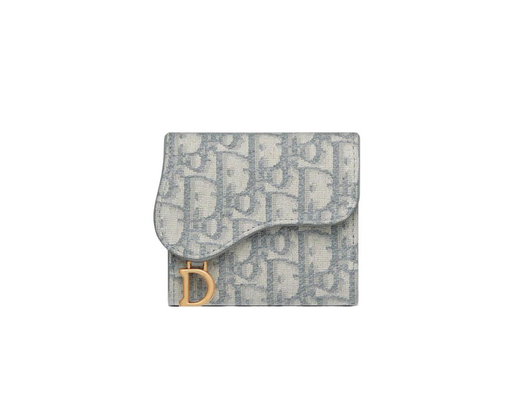 Dior Dior Saddle Lotus Wallet Gray Dior Oblique Jacquard