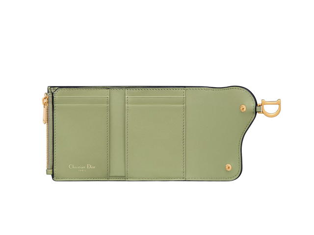 Dior Dior Saddle Lotus Wallet In Goatskin With Gold-tone Hardware Ethereal Green - view 3