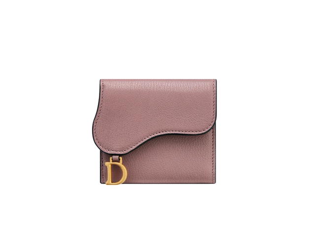 Dior Dior Saddle Lotus Wallet In Goatskin With Gold-tone Hardware Peony Pink - view 1