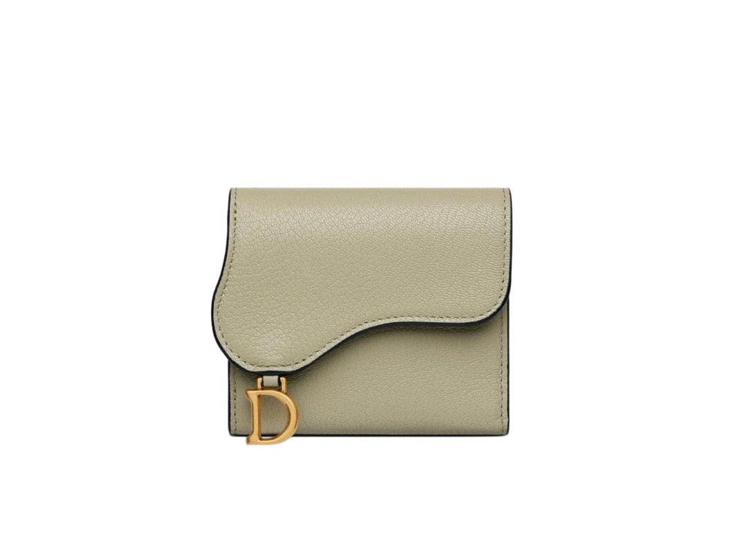 Dior Dior Saddle Lotus Wallet Sage Green Goatskin