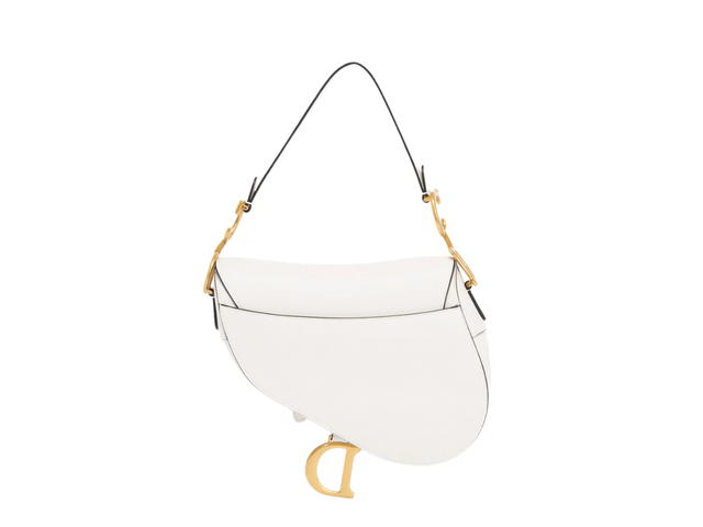Dior Dior Saddle Medium White Grained Leather Handbag With Leather Strap - view 2