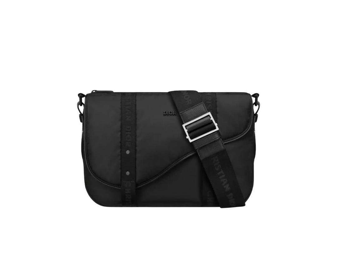 Dior Dior Saddle Messenger Bag Nylon And Calfskin Black