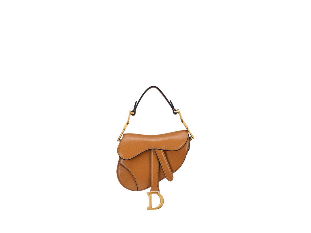 Dior Dior Saddle Micro Bag with Strap In Brown Goatskin