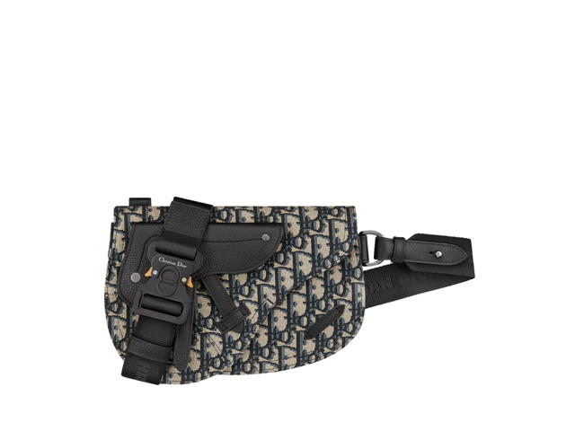 Dior Dior Saddle Pouch In Beige And Black Dior Oblique Jacquard With Zip Exterior Pocket-Saddle Leather Flap - view 1