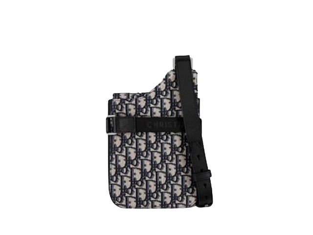 Dior Dior Saddle Pouch In Black-Beige Oblique Jacquard Canvas With Ruthenium-Tone Hardware - view 2