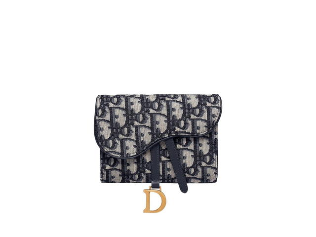 Dior Dior Saddle Wallet In Blue Dior Oblique Canvas - view 1