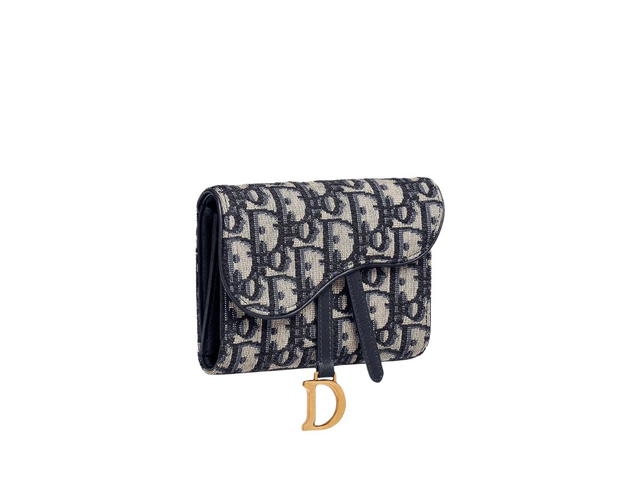 Dior Dior Saddle Wallet In Blue Dior Oblique Canvas - view 2