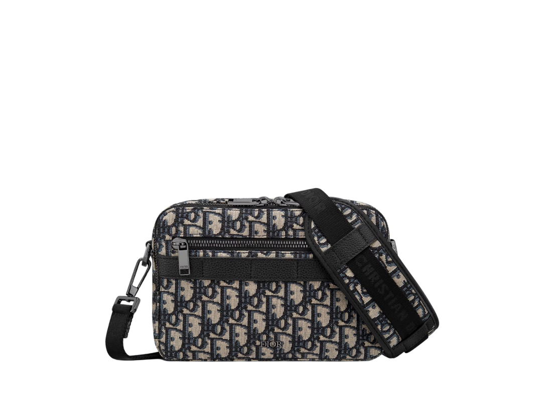 Dior Dior Safari Messenger Bag In Beige-Black Dior Oblique Jacquard With Ruthenium-finish Hardware