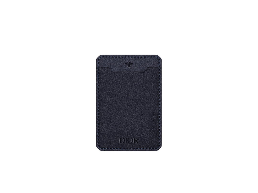 Dior Dior Sauvage Card Holder In Grained Calfskin Leather Navy