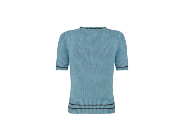 Dior Dior Short-Sleeved Sweater Blue Wool and Cashmere Knit - view 2