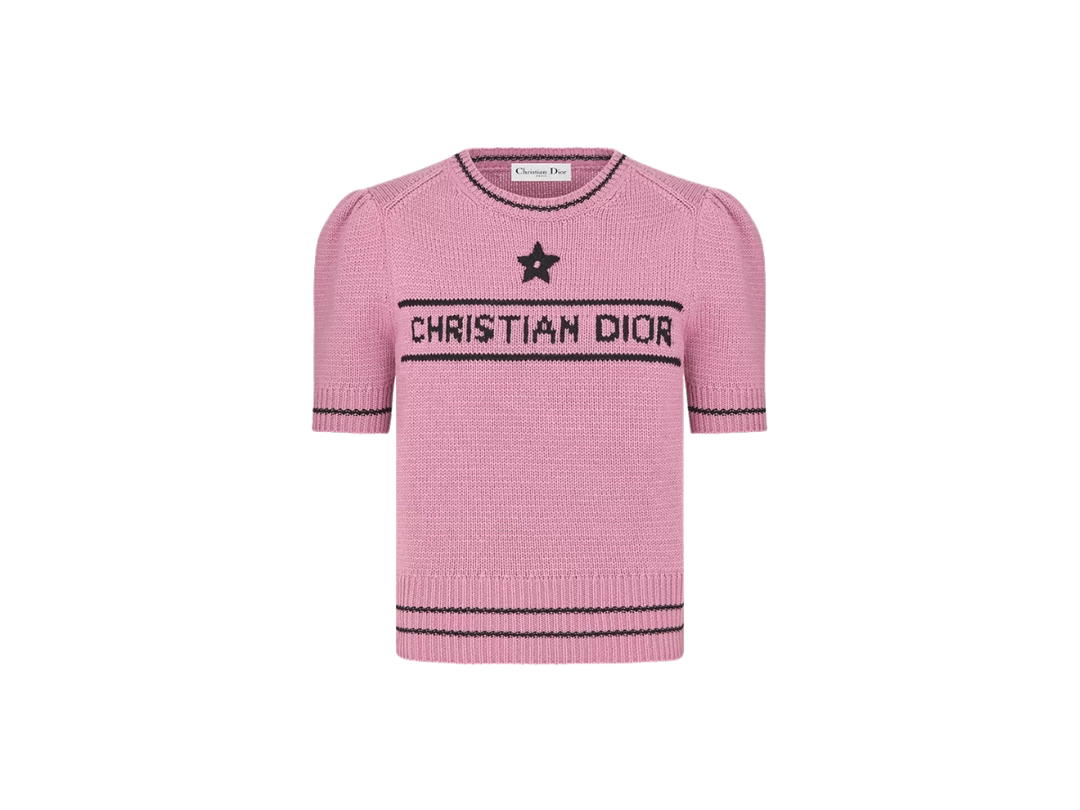 Dior Dior Short-Sleeved Sweater Pink Wool and Cashmere Knit
