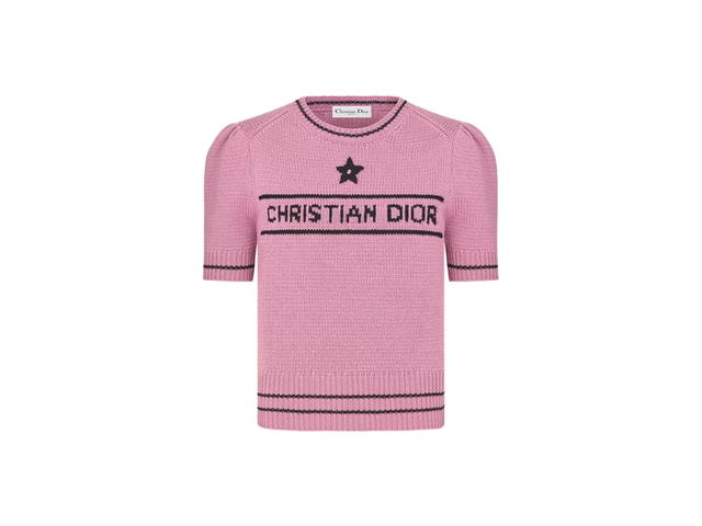 Dior Dior Short-Sleeved Sweater Pink Wool and Cashmere Knit - view 1