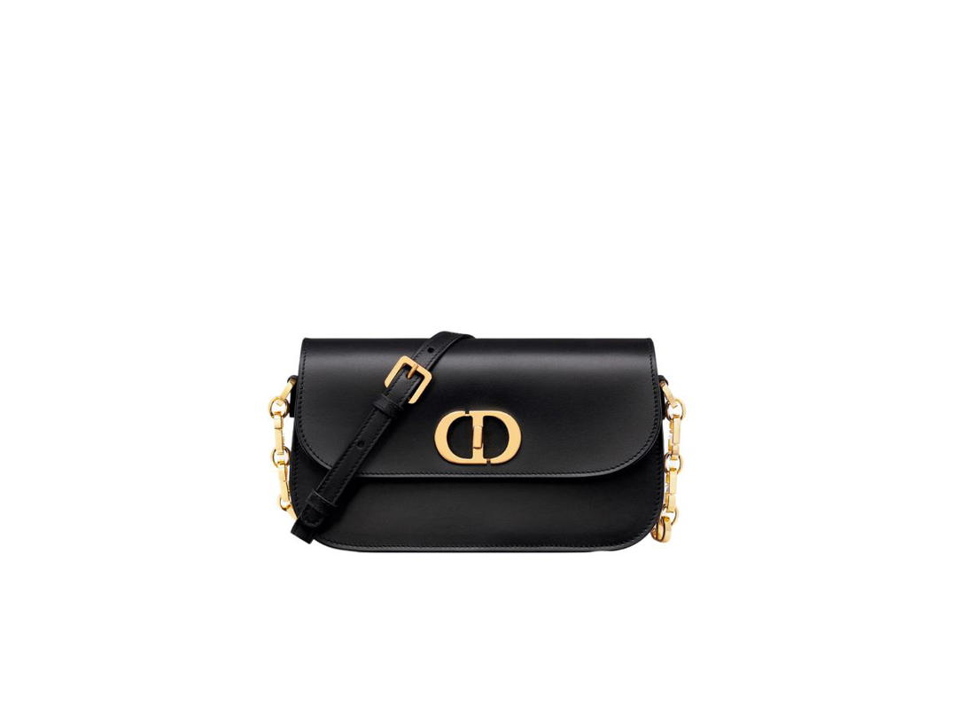 Dior Dior Small 30 Montaigne Avenue Bag In Black Box Calfskin With Gold-Finish Metal And Tonal Enamel