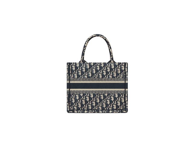 Dior Dior Small Book Tote In Blue Dior Oblique Embroidery - view 3
