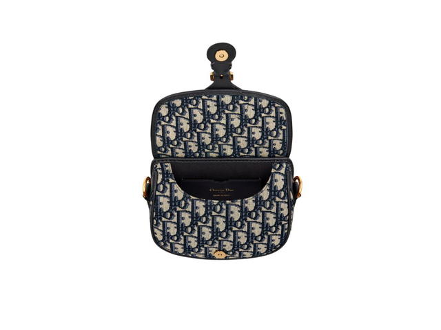 Dior Dior Small Dior Bobby Bag In Blue Dior Oblique Jacquard With Antique Gold-Finish Metal Hardware - view 3