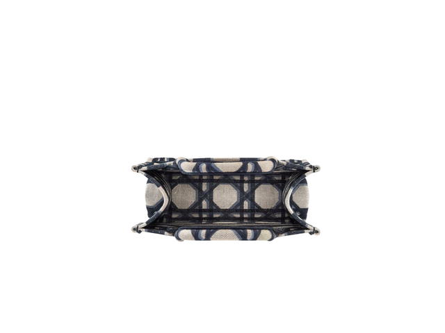 Dior Dior Small Dior Book Tote In Beige-Blue Macrocannage Embroidery Motif With The Christian Dior Paris Signature - view 2