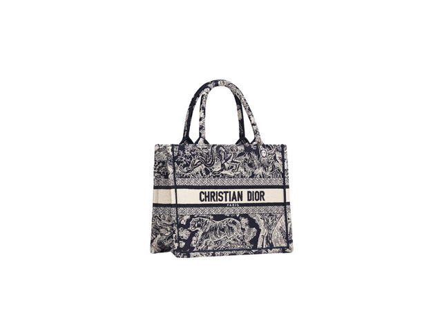 Dior Dior Small Dior Book Tote In Blue And White Toile De Jouy Reverse Embroidery - view 2