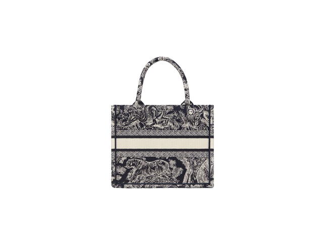 Dior Dior Small Dior Book Tote In Blue And White Toile De Jouy Reverse Embroidery - view 3